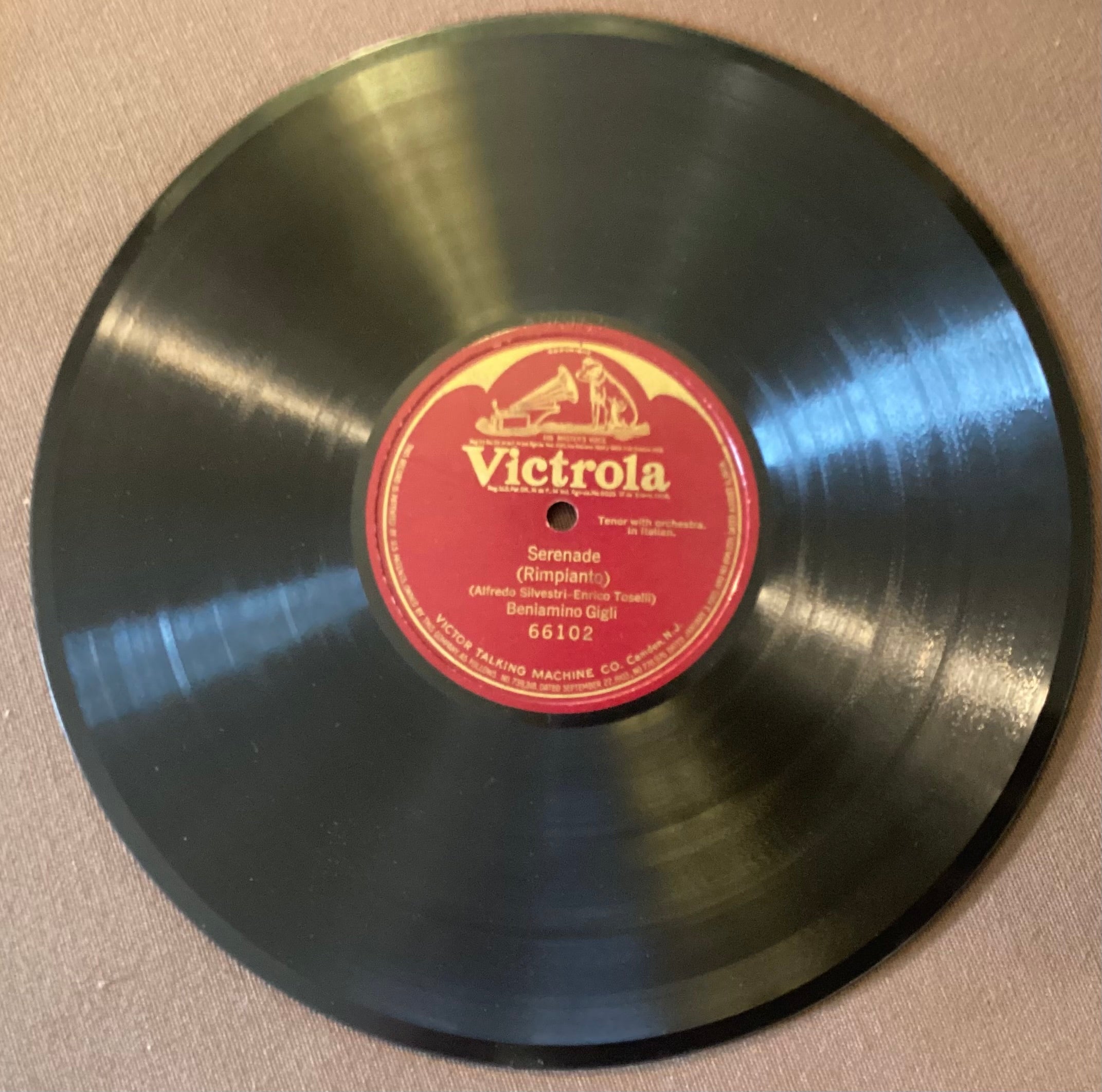 Beniamino Gigli - 78 rpm Victor 66102: TOSELLI Rimpianto; E cond