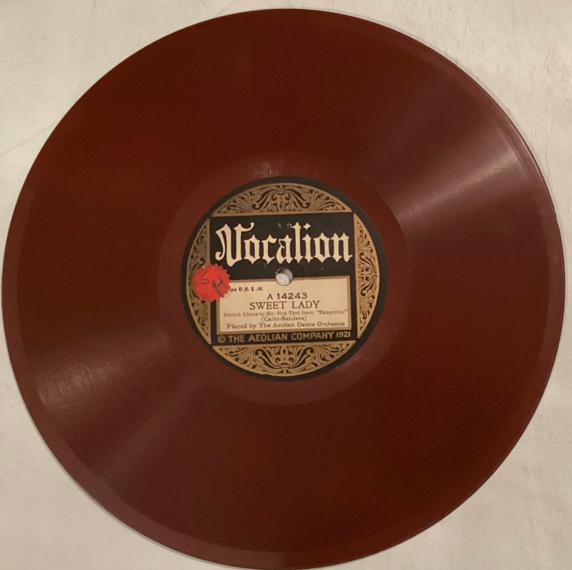 Aeolian Dance Or – 78 rpm Vocalion 14243: Sweet Lady/YERKES SS FLOTILLA OR: Merry Widow Waltzes; E cond