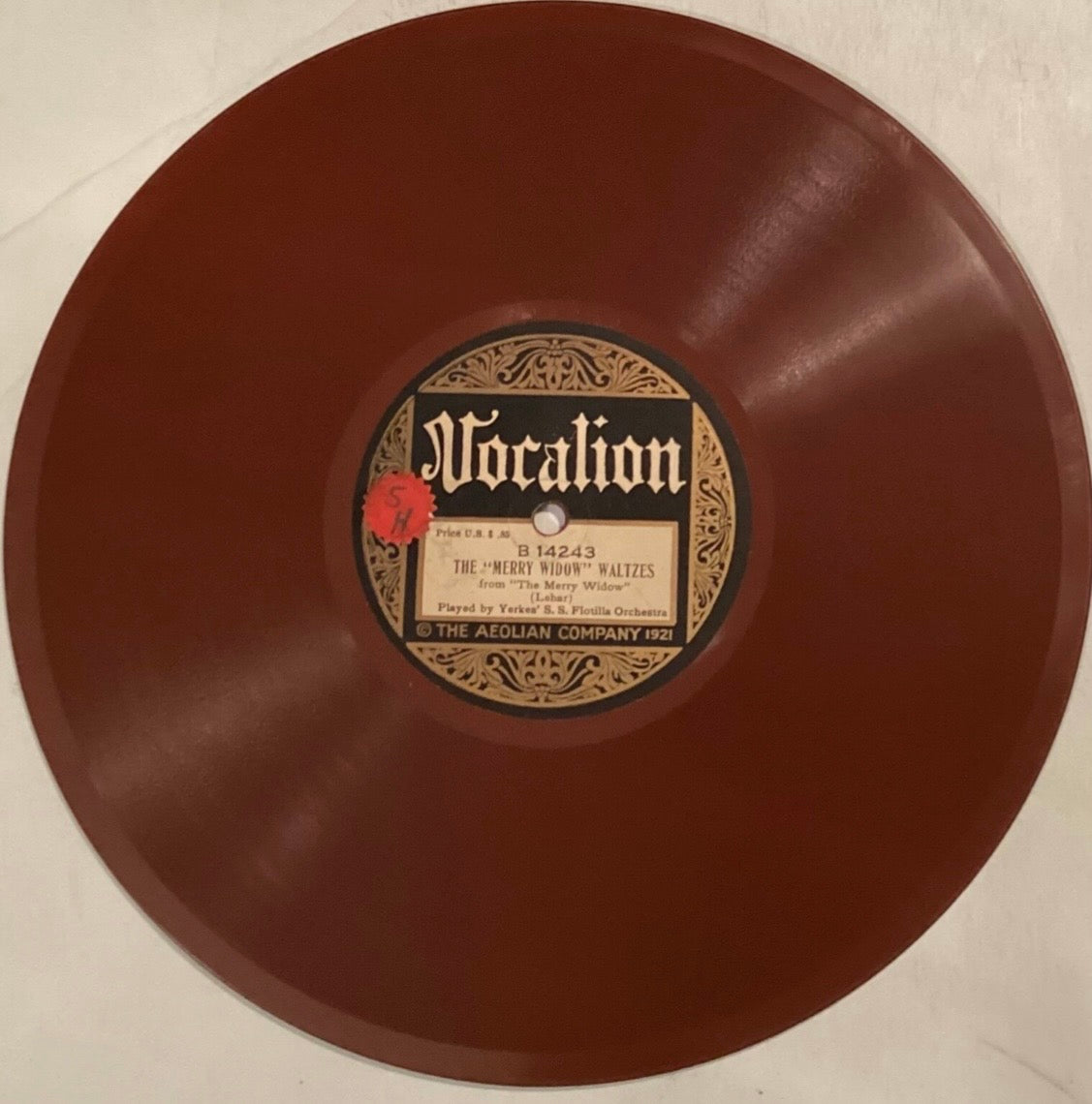 Aeolian Dance Or – 78 rpm Vocalion 14243: Sweet Lady/YERKES SS FLOTILLA OR: Merry Widow Waltzes; E cond