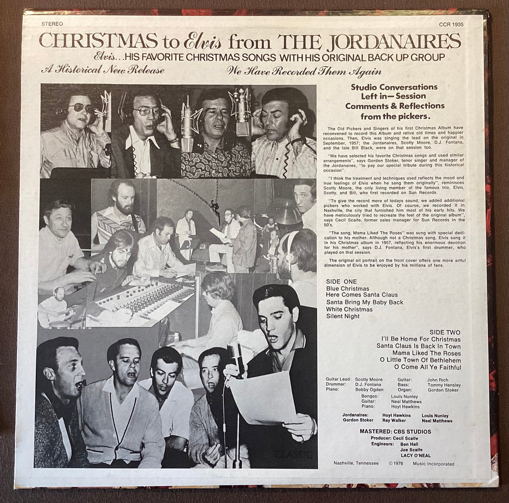 Elvis Presley on LP Classic CCR1935: Christmas to Elvis from the Jordanaires; E/E