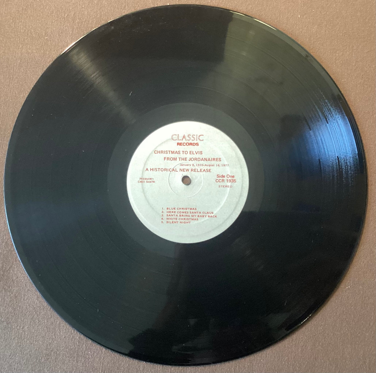 Elvis Presley on LP Classic CCR1935: Christmas to Elvis from the Jordanaires; E/E