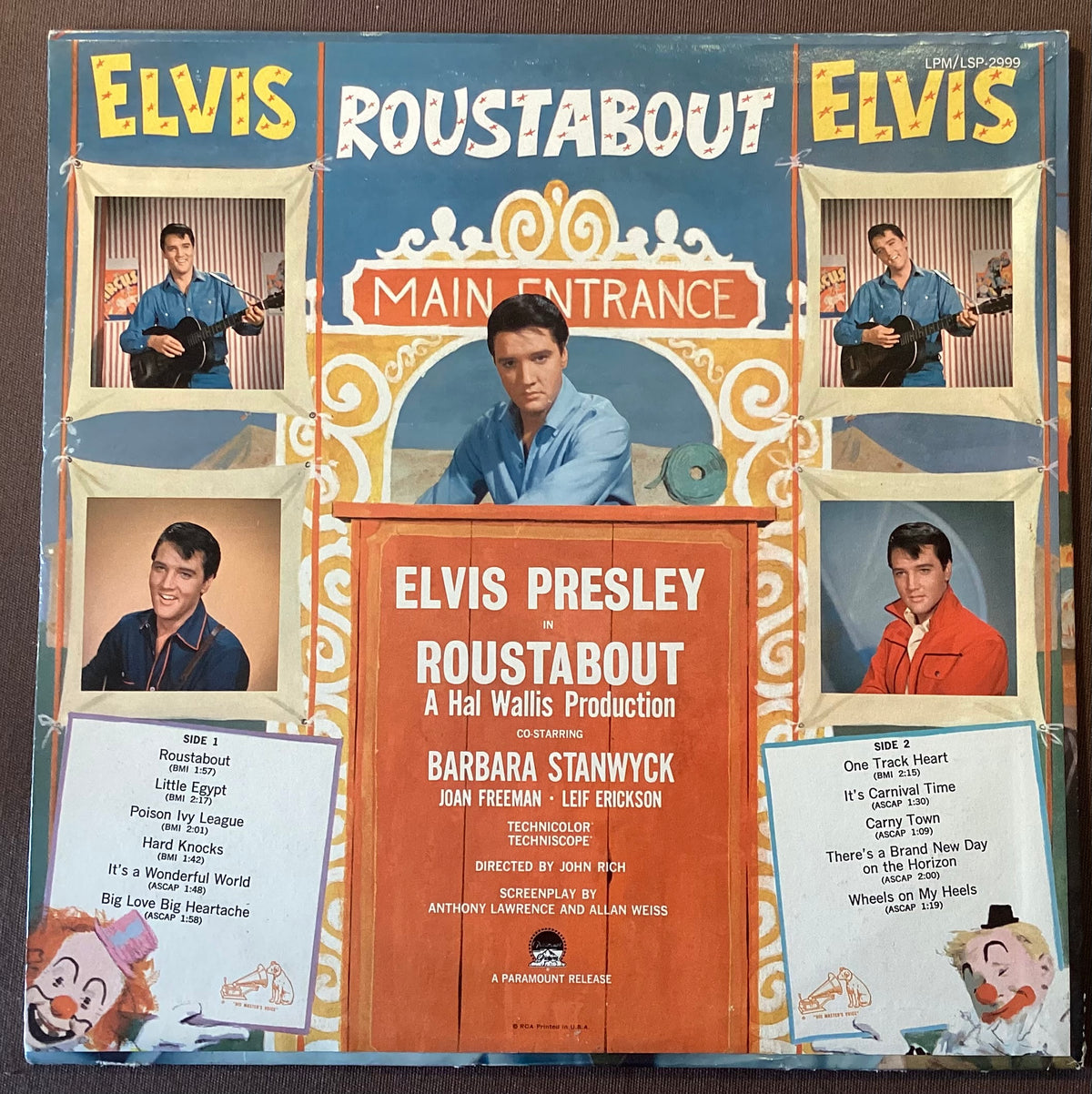 Elvis Presley on LP RCA LPM-2999: Roustabout Soundtrack Album; E/E