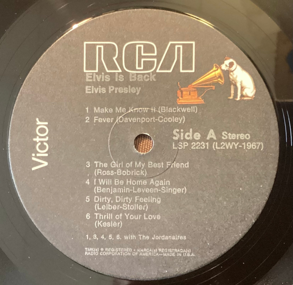Elvis Presley on LP RCA LSP-2231: Elvis is Back!; E/V