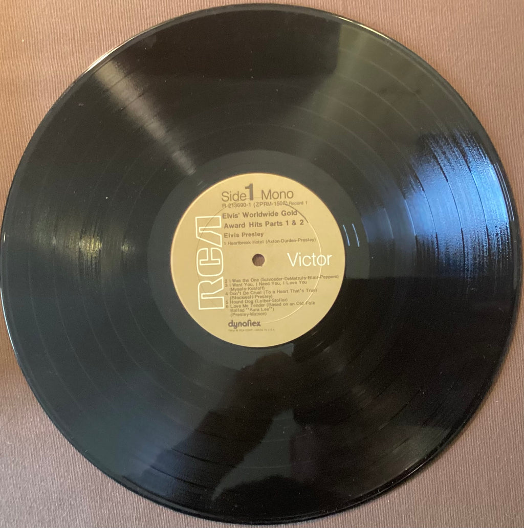 Elvis Presley on LP RCA R213690:  Worldwide Gold Award Hits Parts 1 and 2; E/V+