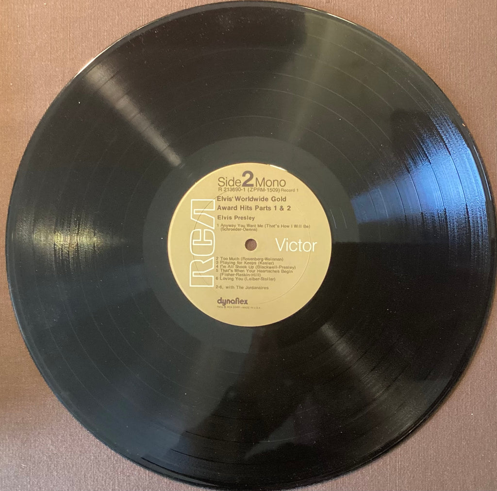 Elvis Presley on LP RCA R213690:  Worldwide Gold Award Hits Parts 1 and 2; E/V+