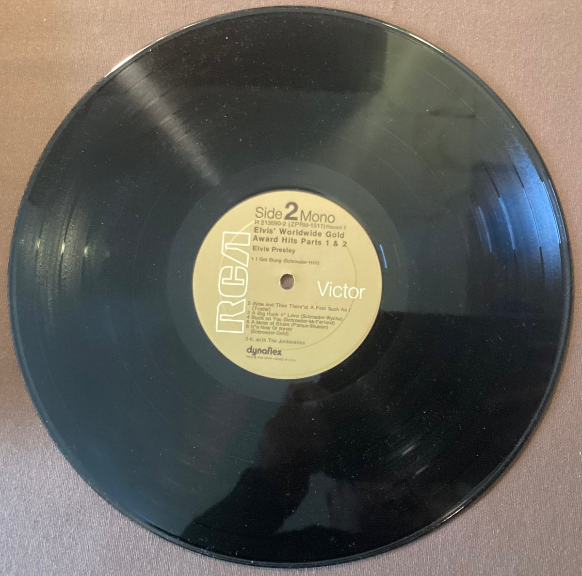 Elvis Presley on LP RCA R213690:  Worldwide Gold Award Hits Parts 1 and 2; E/V+