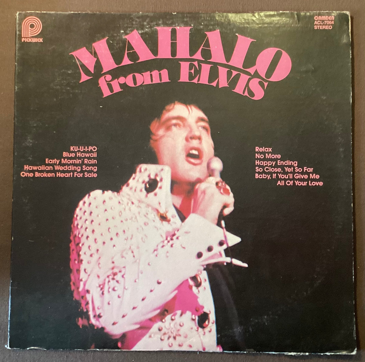 Elvis Presley on LP Pickwick ACL-7064: Mahalo from Elvis; E/V
