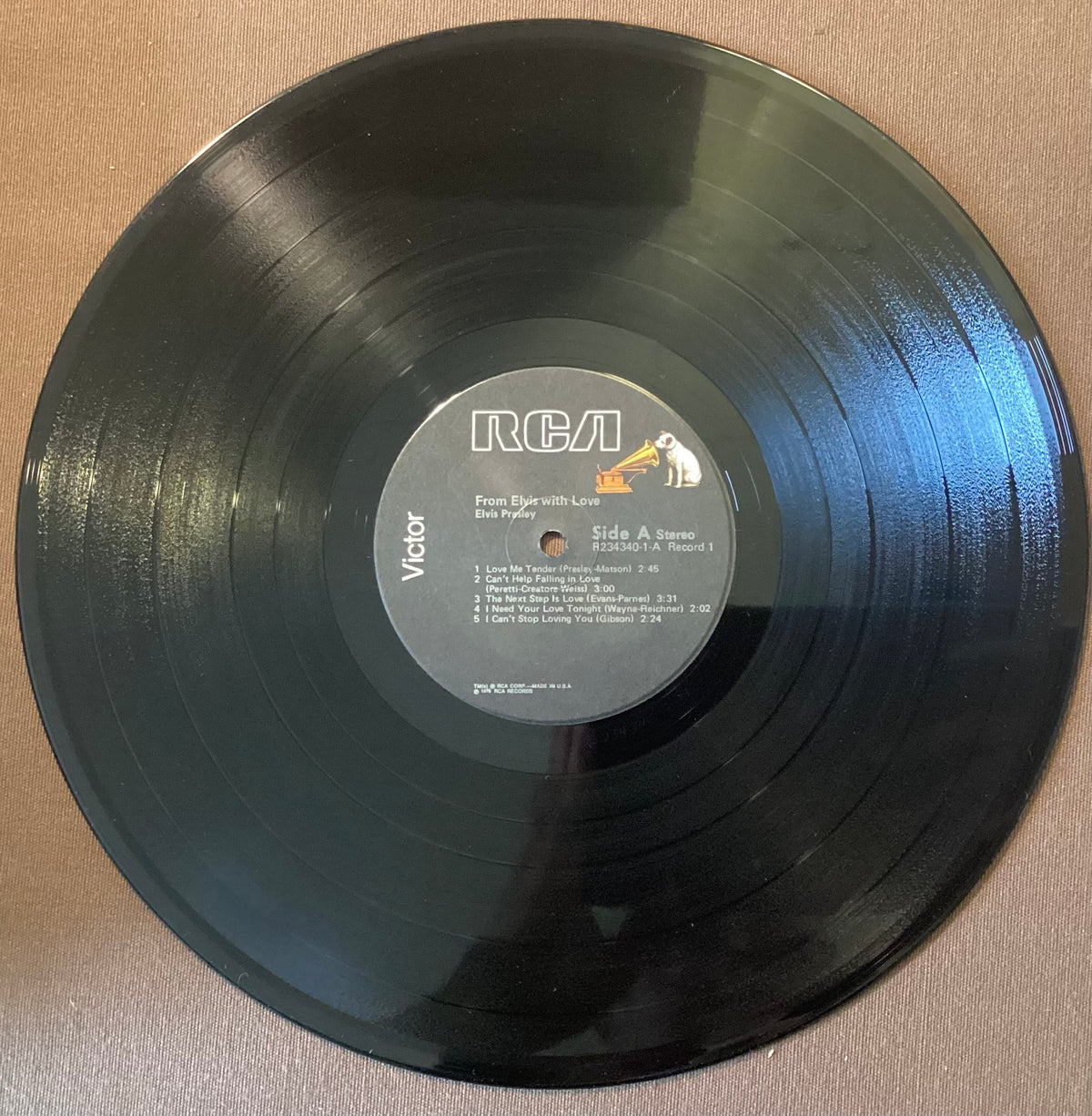 Elvis Presley on LP RCA R234340-1: From Elvis with Love; E/V