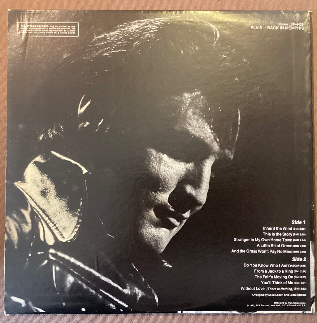 Elvis Presley on LP RCA LSP-4429: Back in Memphis; E/V+