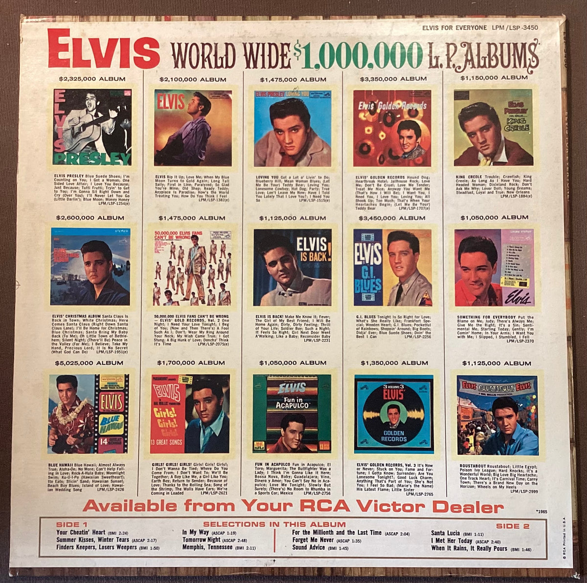 Elvis Presley on LP RCA LSP-3450: Elvis for Everyone!; E/V+