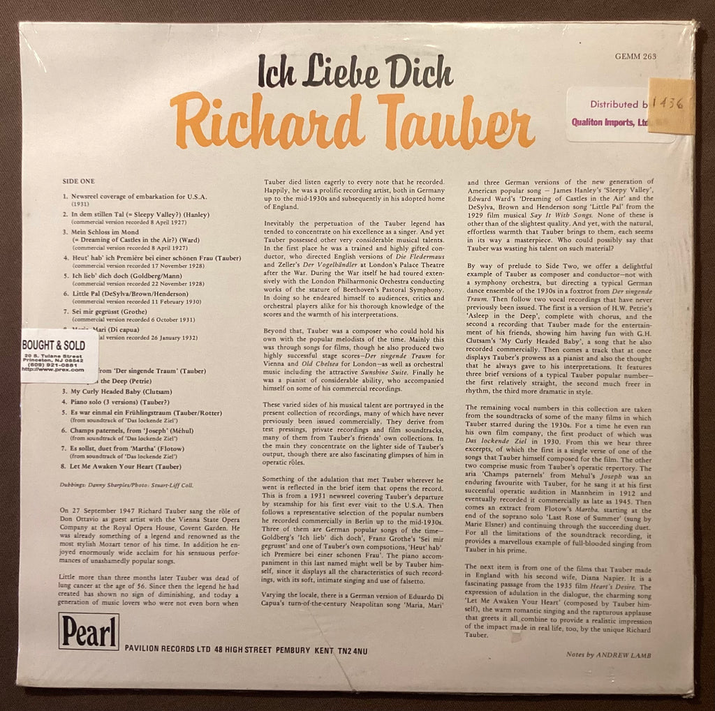 TAUBER, Richard – LP Pearl GEMM263: Ich liebe dich; M/NM