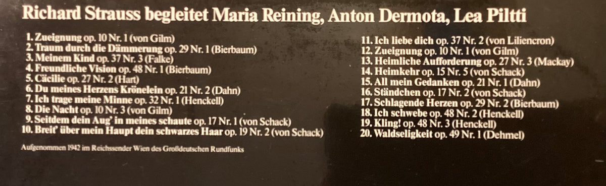 REINING, Maria et al – LP Preiser PR3262: STRAUSS begleitet; M/NM