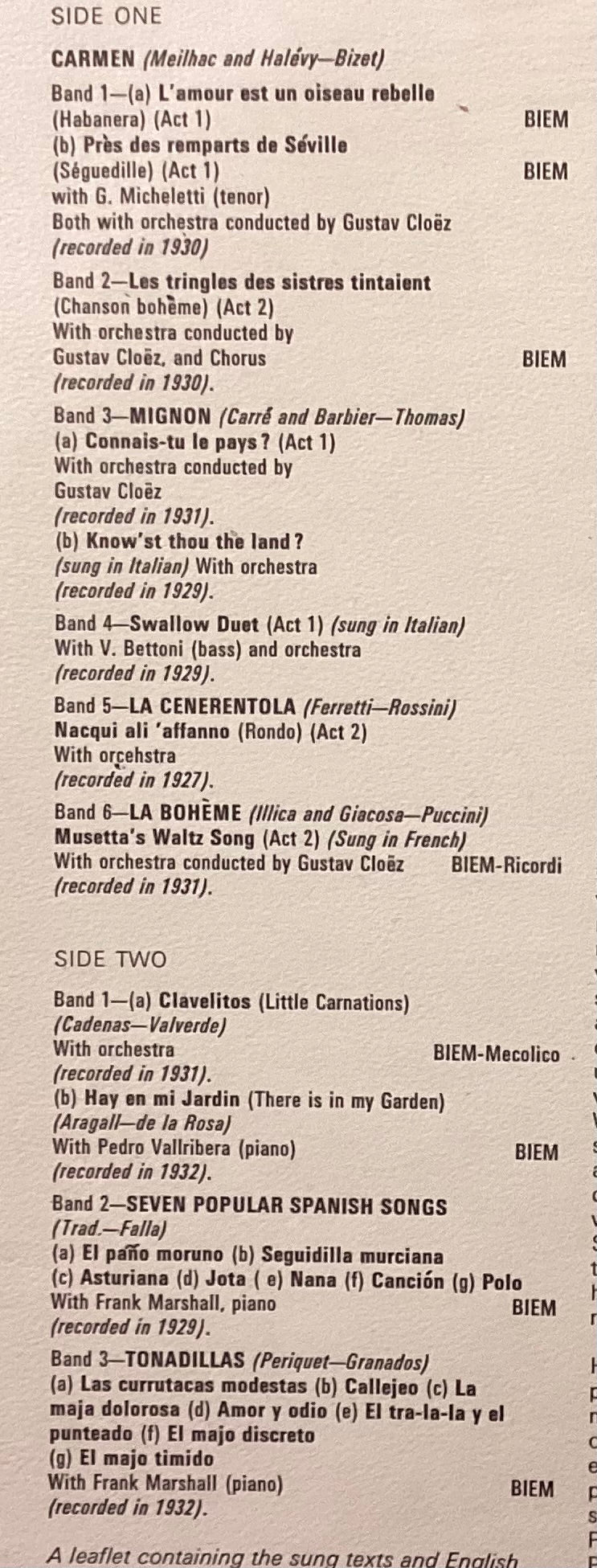 SUPERVIA, Conchita – LP EMI HLM 7039: Arias and Songs; M/NM