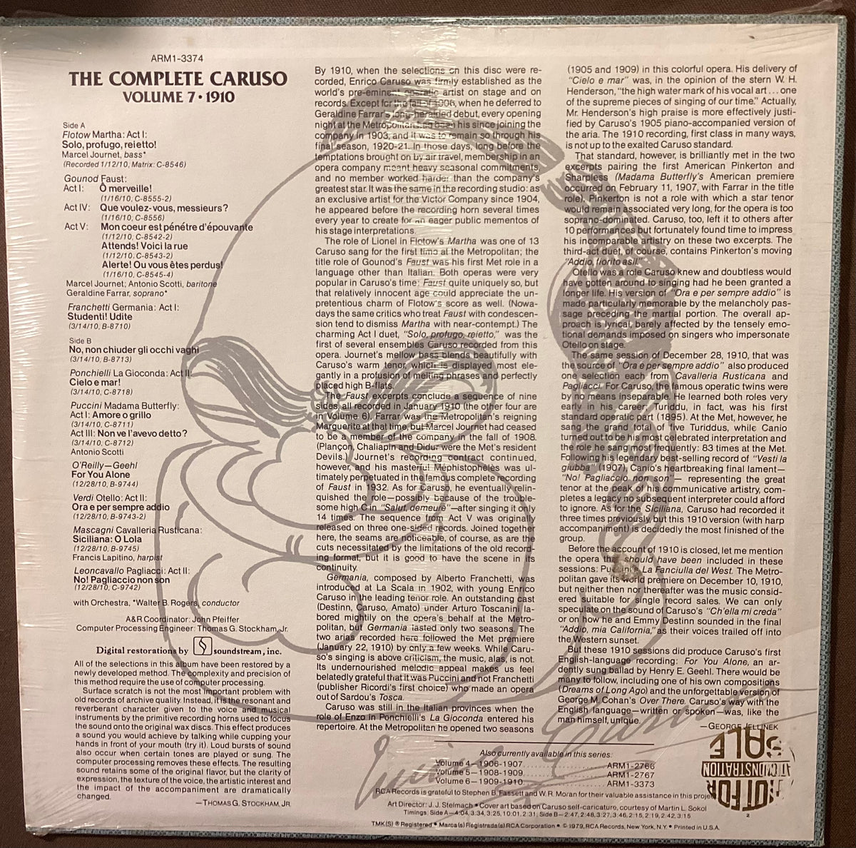CARUSO, Enrico – LP RCA ARM1-3374: The Complete Caruso Vol 7; M/NM