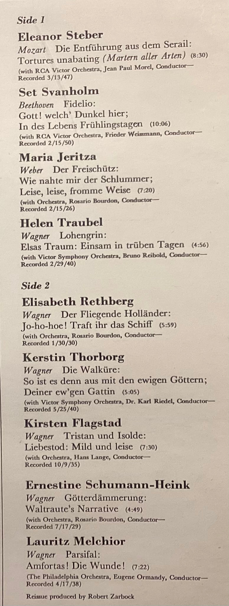 VARIOUS – LP RCA VIC-1455: Unforgettable Voices in Unforgotten Performances from the German Operatic Repertoire; M/NM