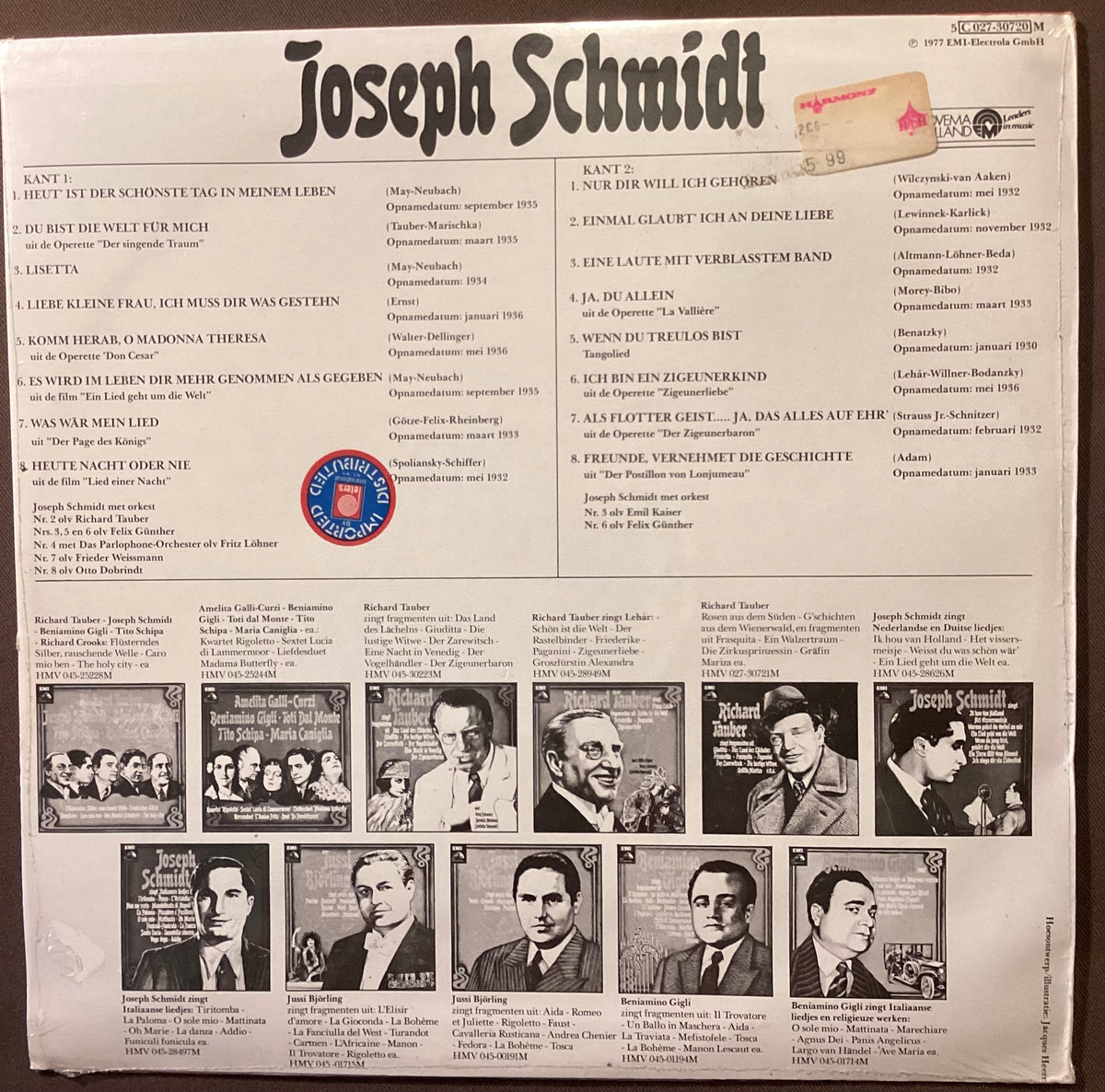 SCHMIDT, Joseph – LP EMI C 027-30720: self titled; M/NM