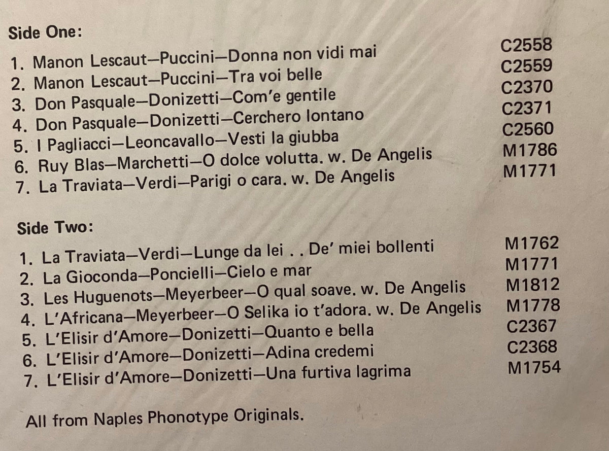 DE LUCIA, Fernando – LP Rubini GV502: Phonotypes; M/NM