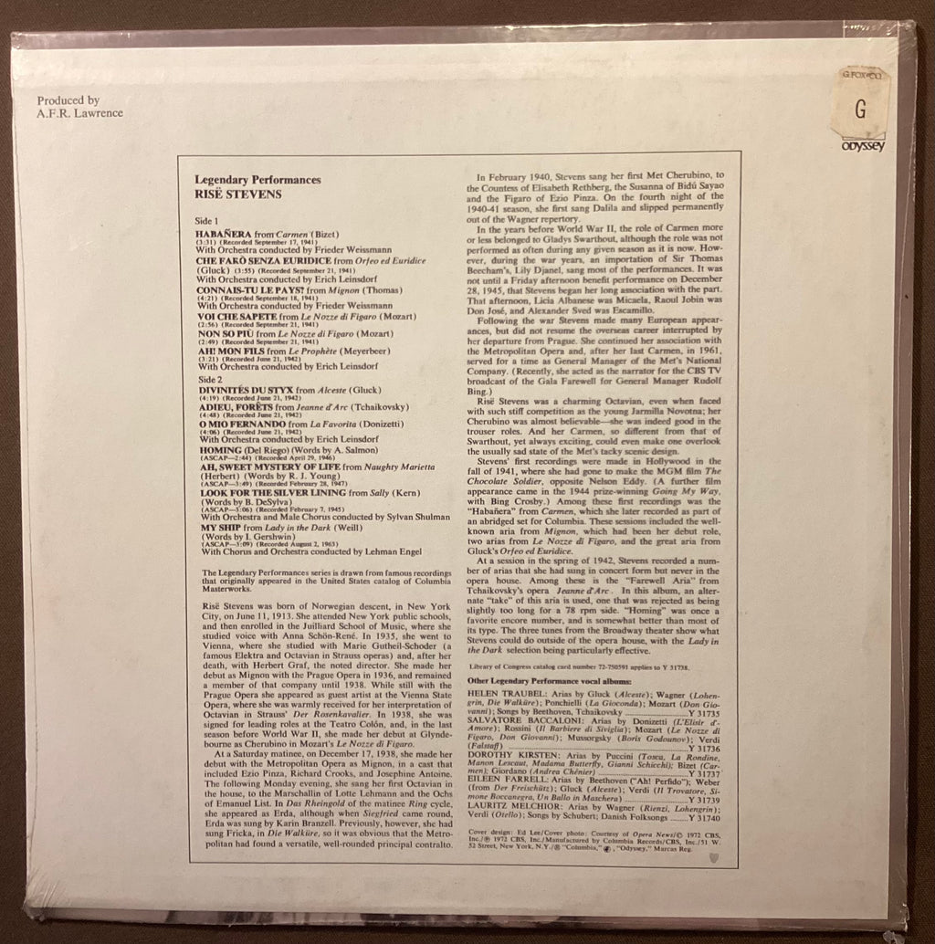 STEVENS, Risë – LP Columbia Odyssey Y311738: self titled; M/NM
