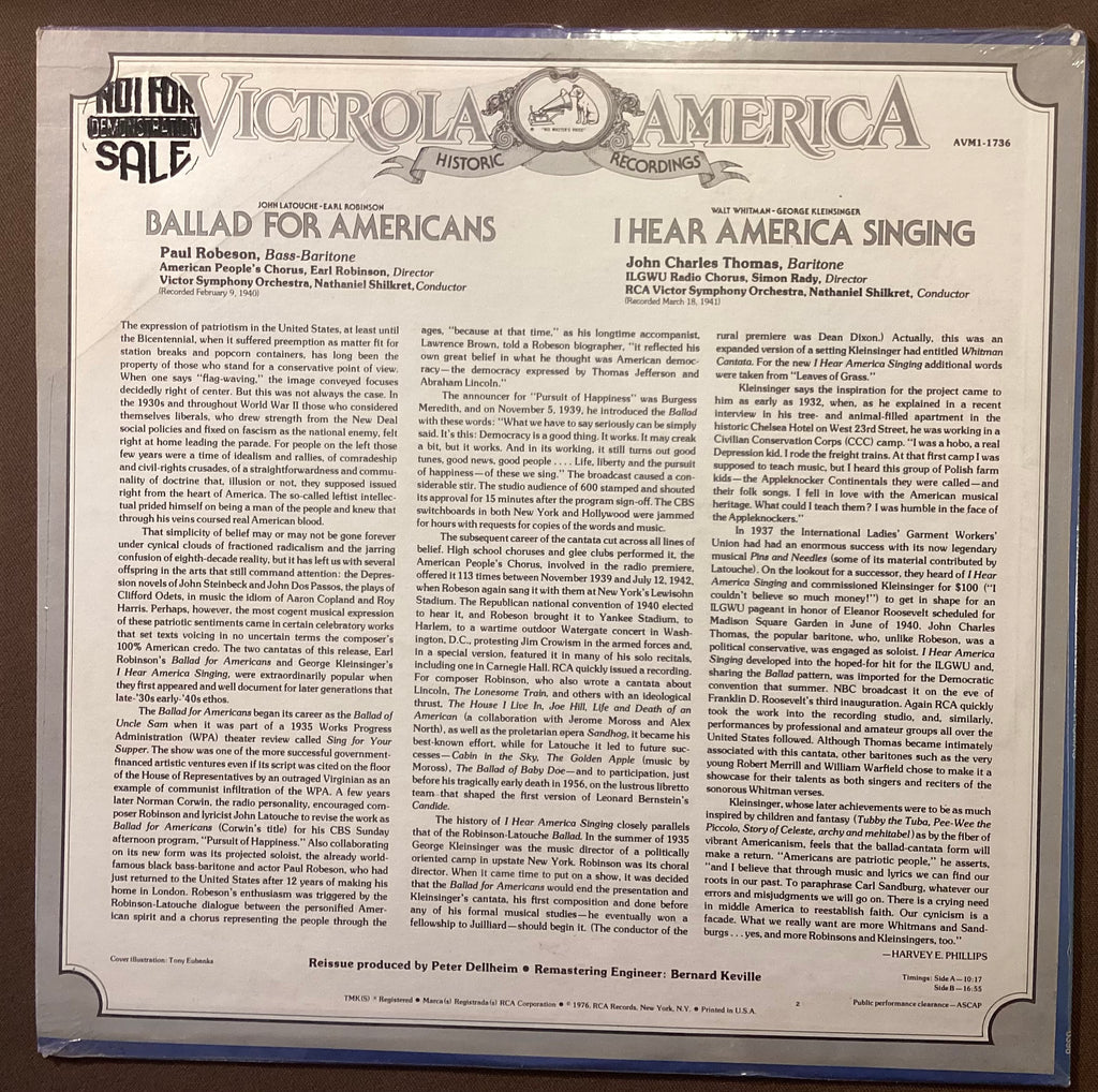 ROBESON, Paul and THOMAS, John Charles – LP RCA AVM1-1738: Ballad for Americans; M/NM