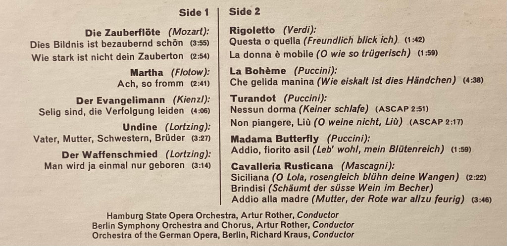 WUNDERLICH, Fritz – LP RCA VICS-1235: Operatic Recital; M/NM