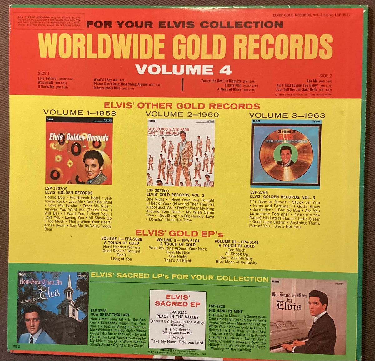 Elvis Presley on LP RCA LSP-3921: Elvis’ Gold Records Vol 4; E/E