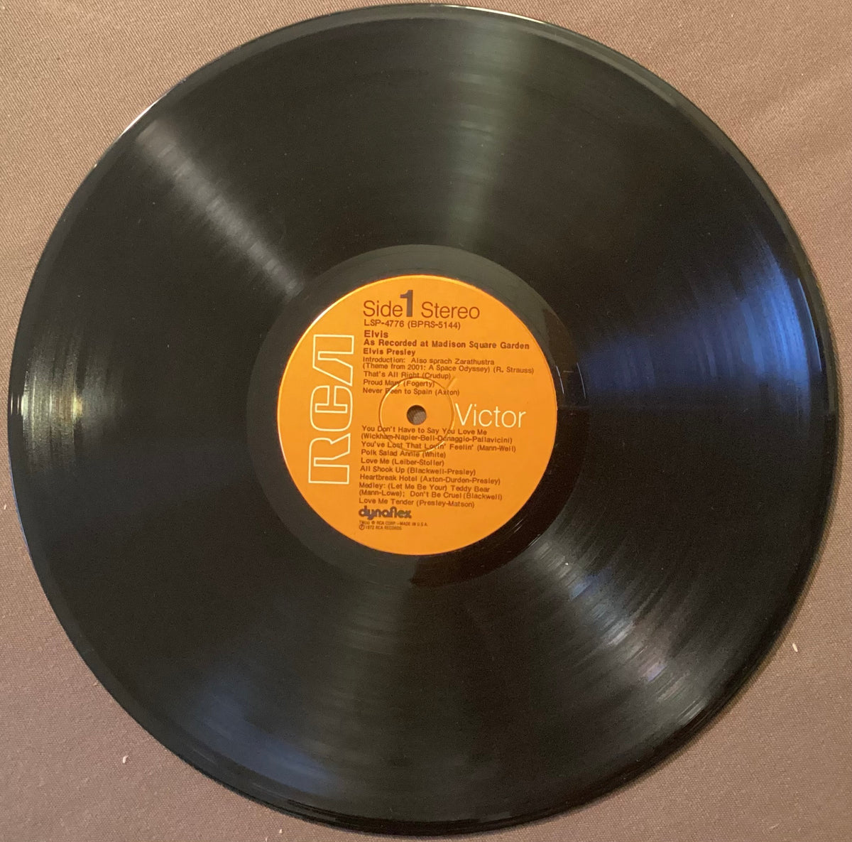 Elvis Presley on LP RCA LSP-4776: Elvis as Recorded at Madison Square Garden; E/V+
