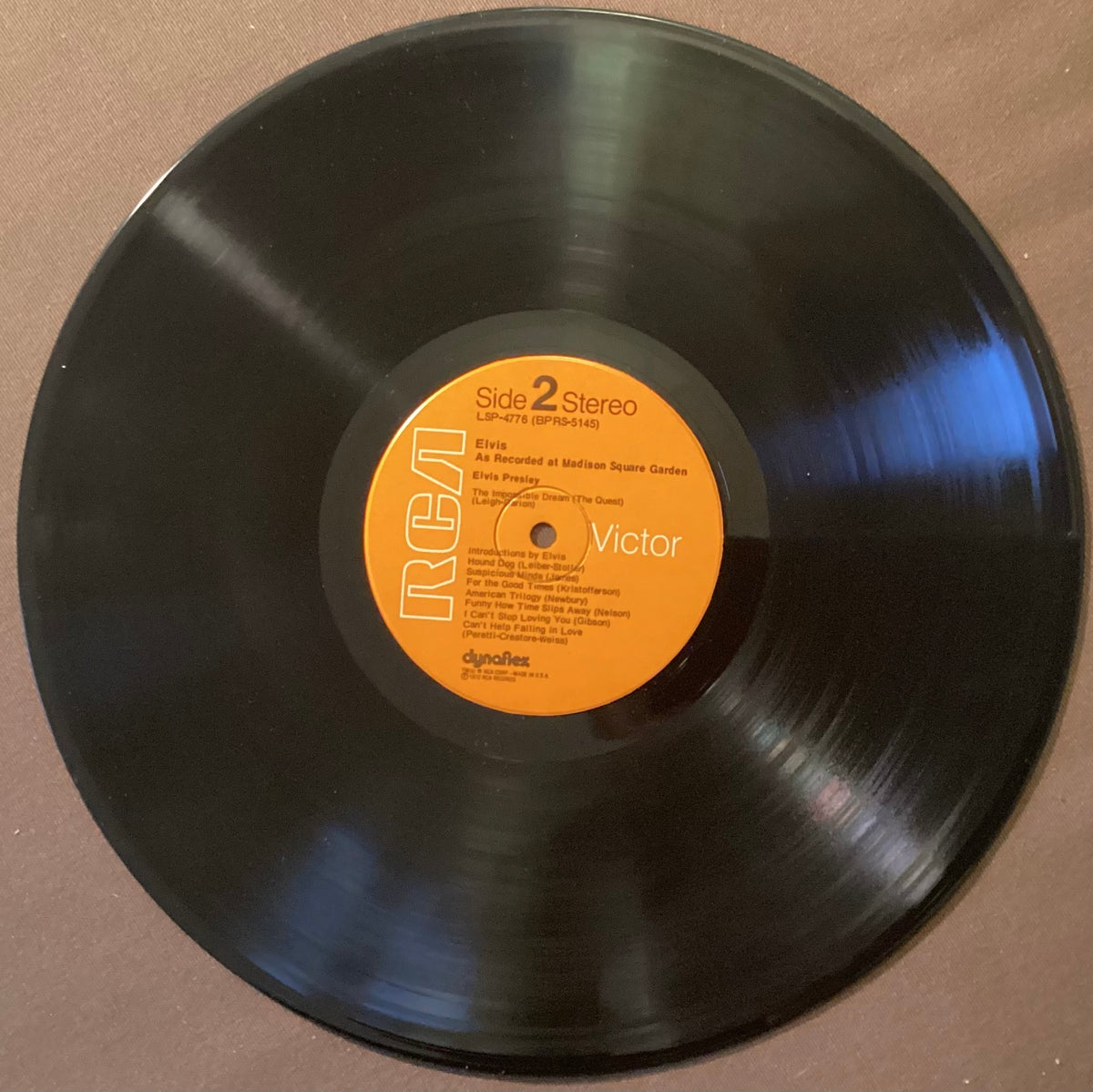 Elvis Presley on LP RCA LSP-4776: Elvis as Recorded at Madison Square Garden; E/V+