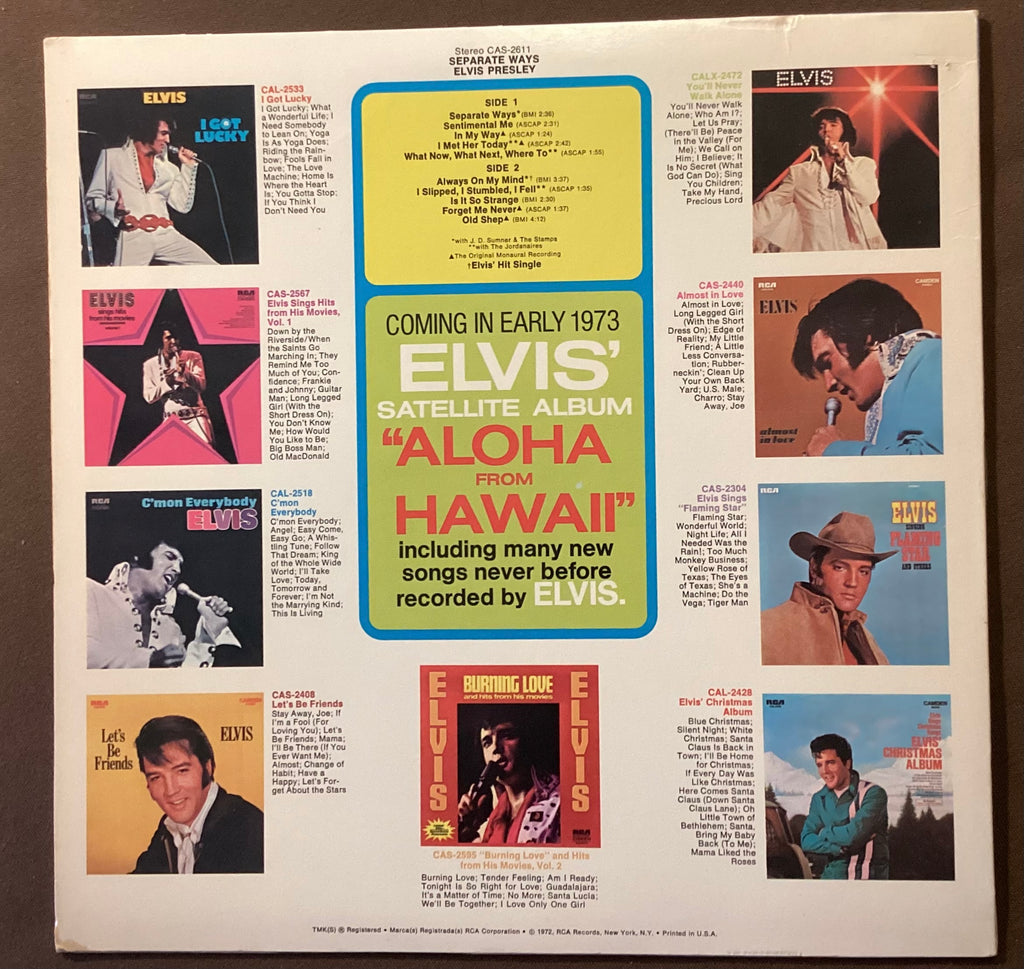 Elvis Presley on LP RCA LP CAS-2611: Separate Ways; E/E