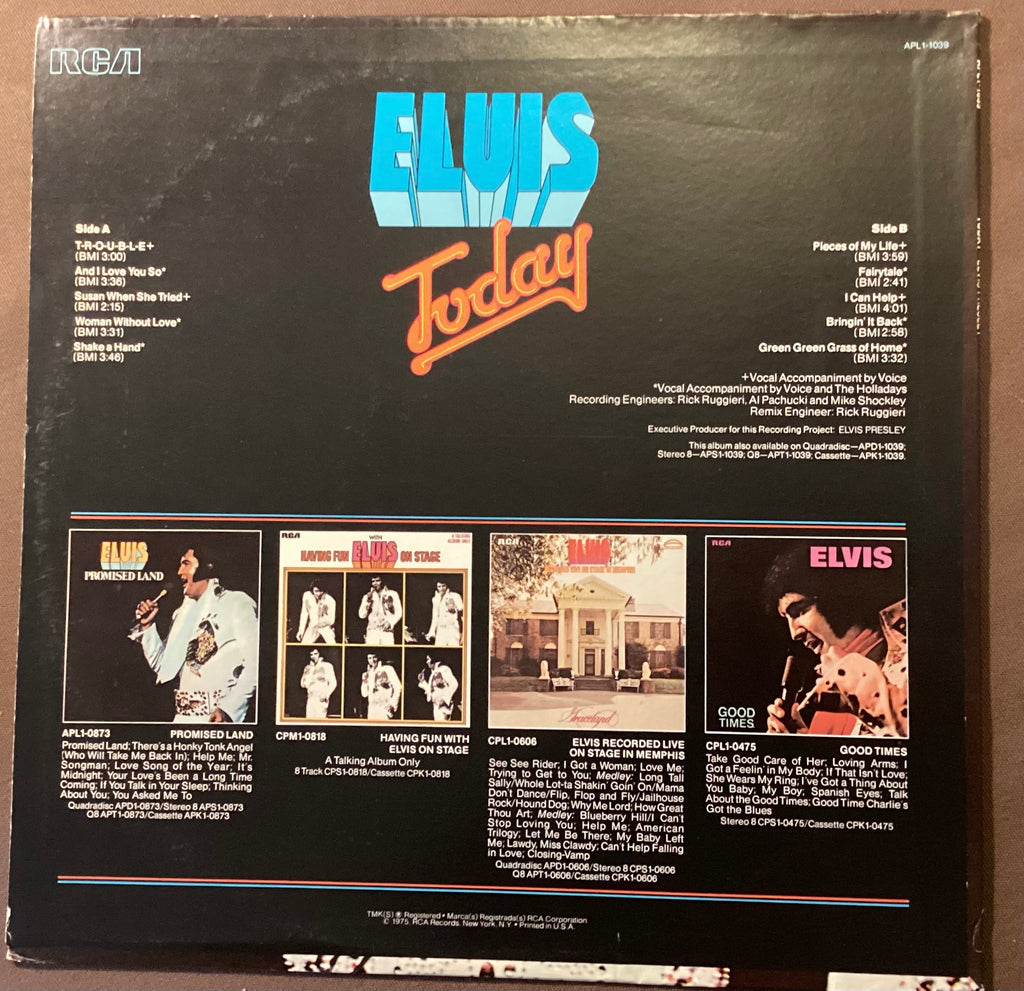 Elvis Presley on LP RCA APL1-1039: Elvis Today; E/V+