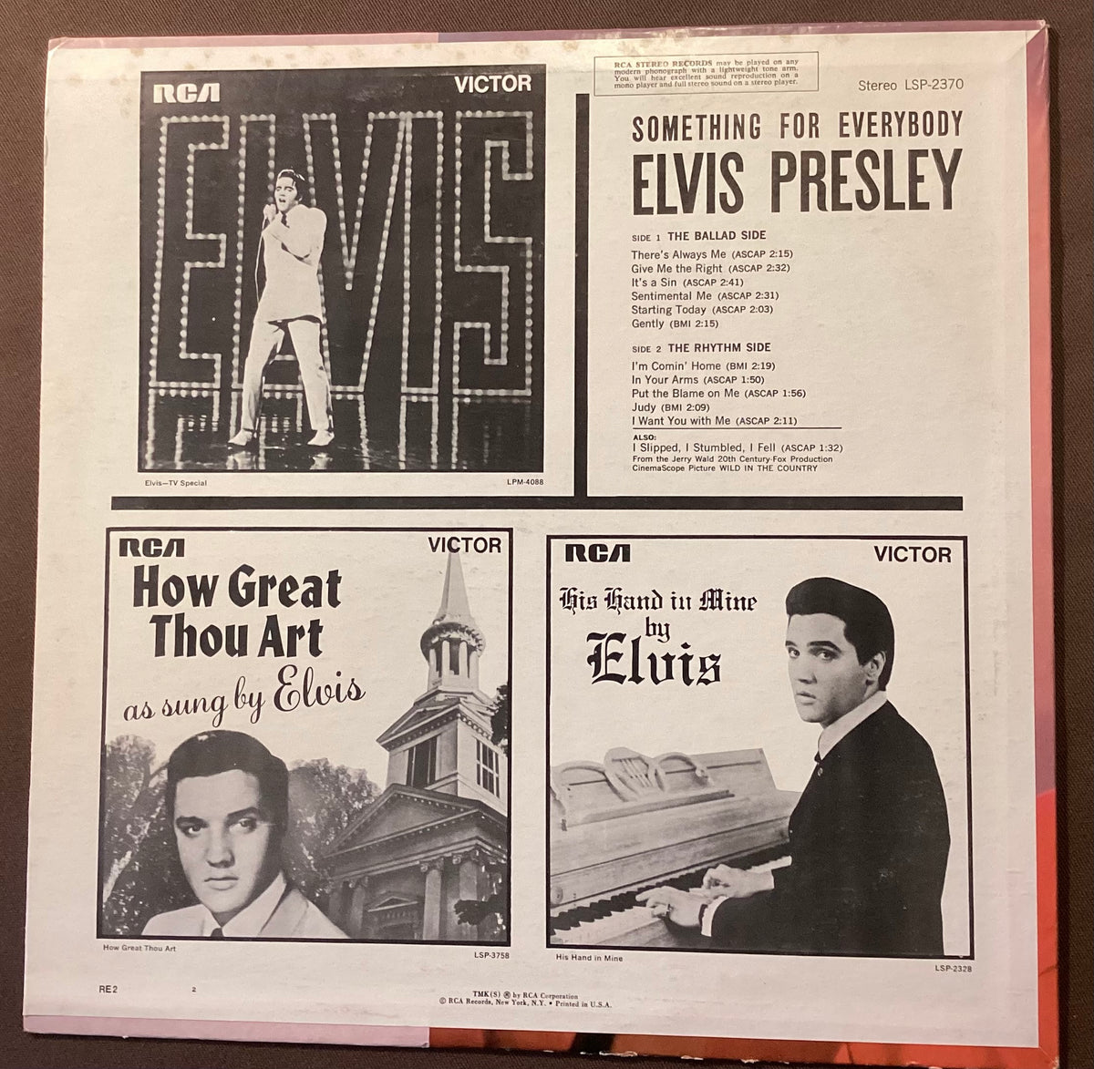 Elvis Presley on LP RCA LSP-2370: Something for Everybody; E/E