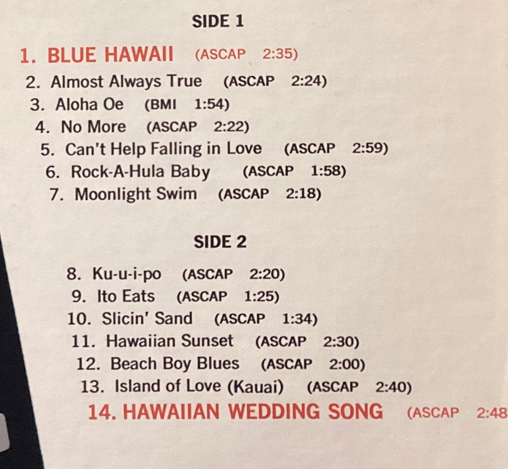 Elvis Presley on LP RCA LSP-2426: Elvis in Blue Hawaii; E/V+