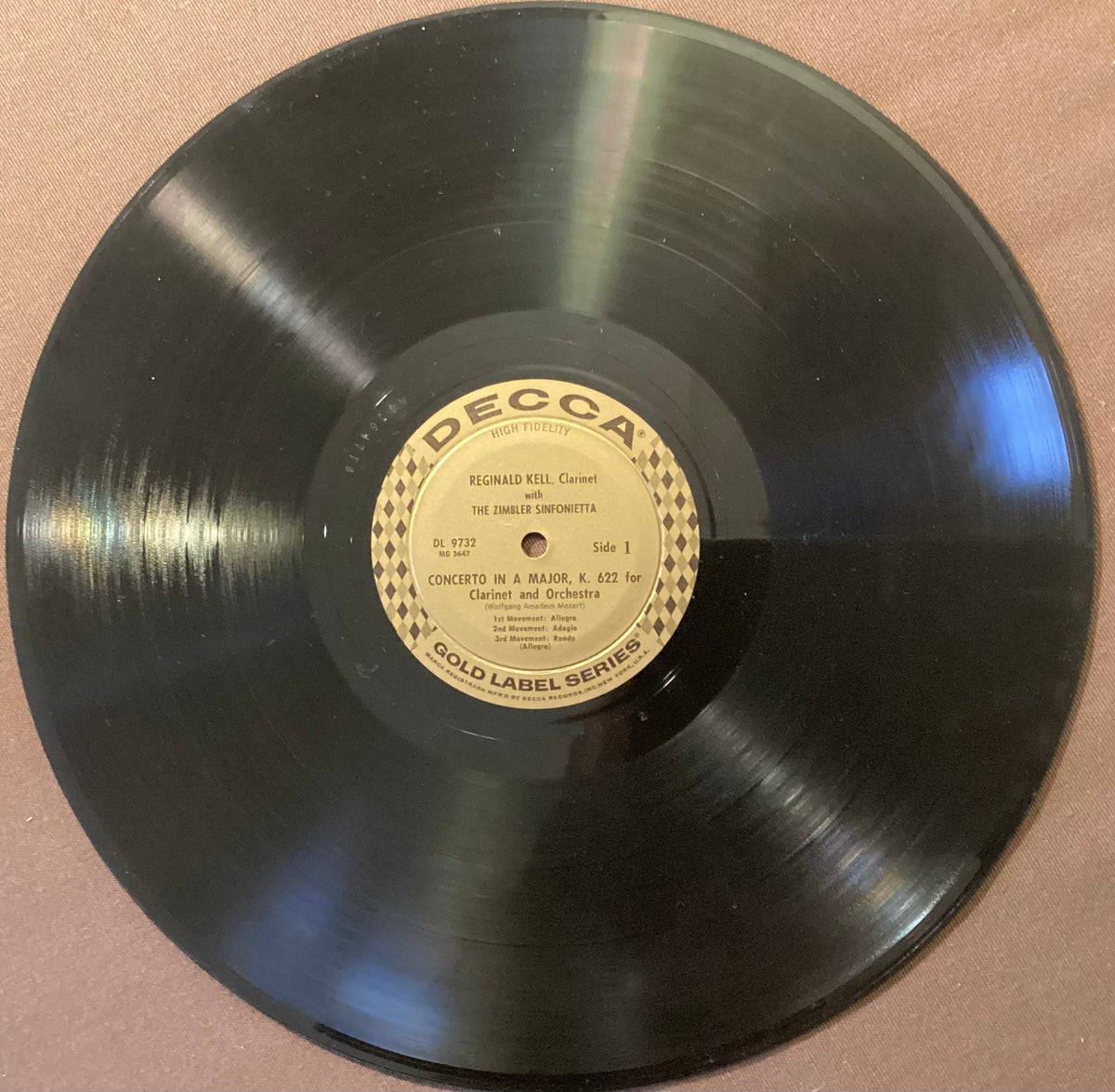 KELL, Reginald - LP Decca DL9732: MOZART Concerto in A, K622/BRAHMS Trio in Am Op 114; E/V+