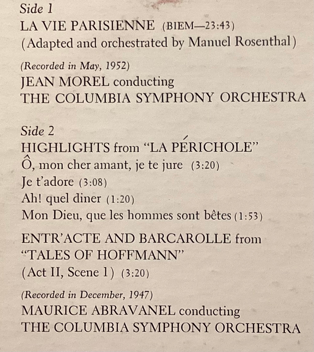 TOUREL, Jennie - LP Columbia Odyssey 32 16 0351: Jennie Tourel sings Offenbach; E/V+