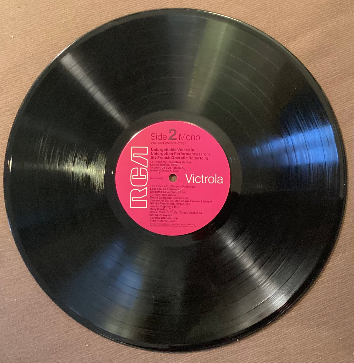 VARIOUS – LP RCA VIC-1394: Unforgettable Voices in Unforgotten Performances from the French Operatic Repertoire; E/E