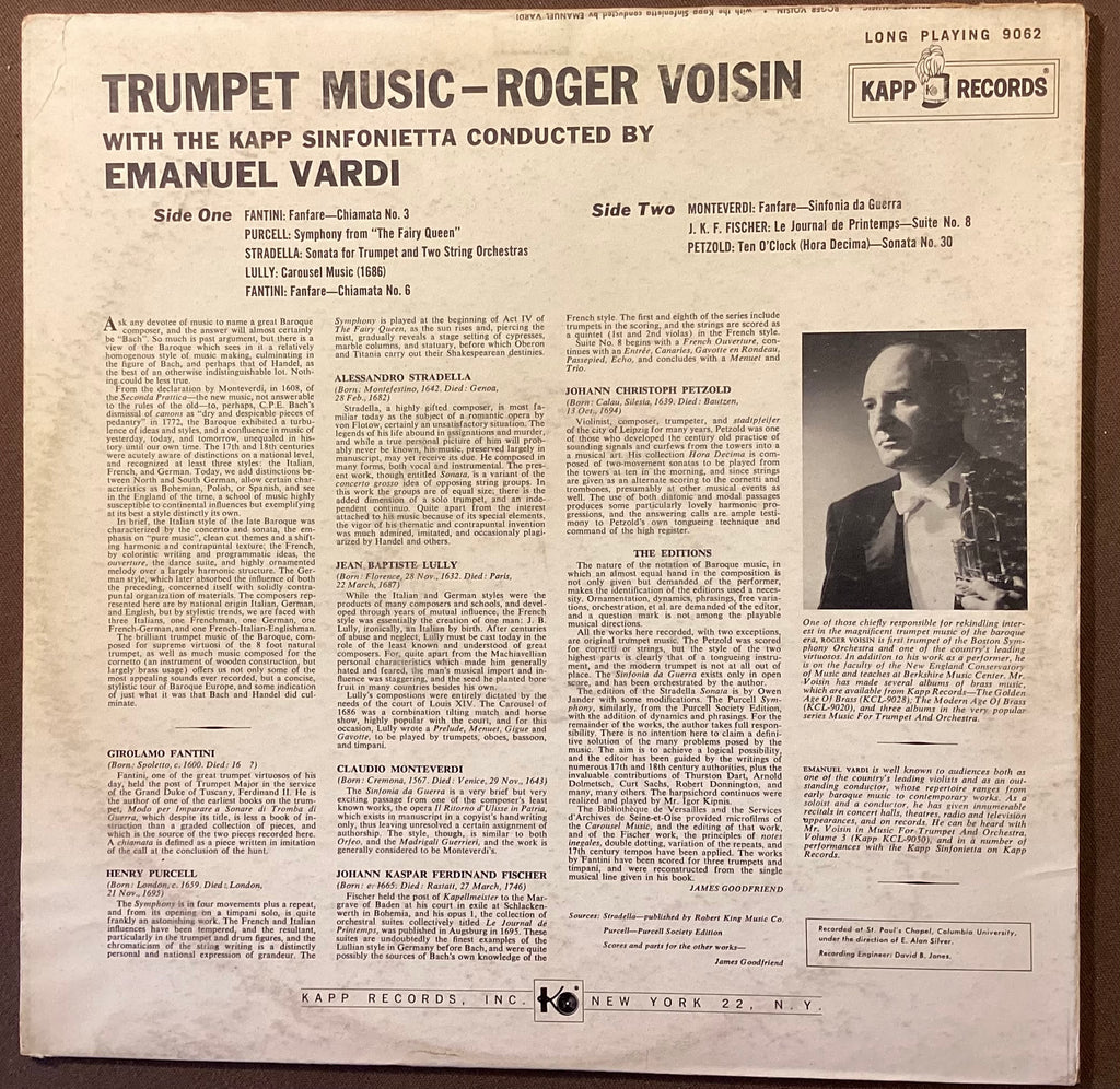 VOISIN, Roger - LP Kapp KCL-9062: Trumpet Music; E/V