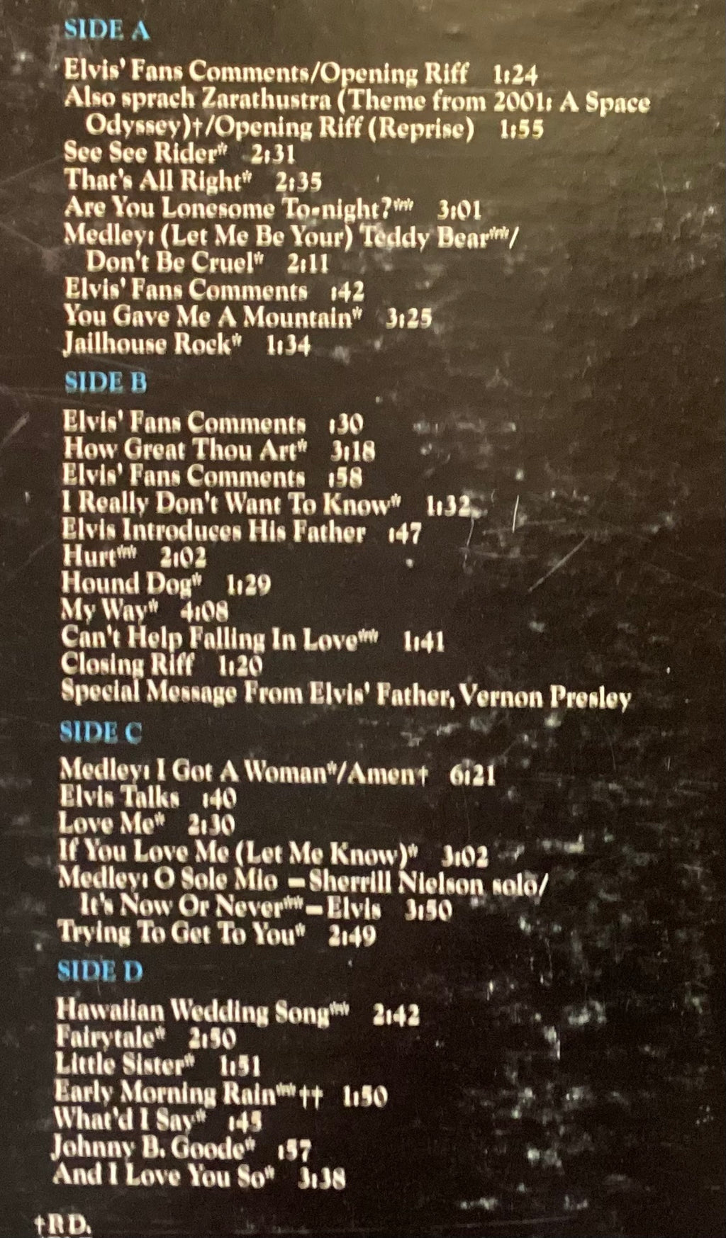 Elvis Presley on LP RCA APL2-2587: Elvis in Concert; V+/V