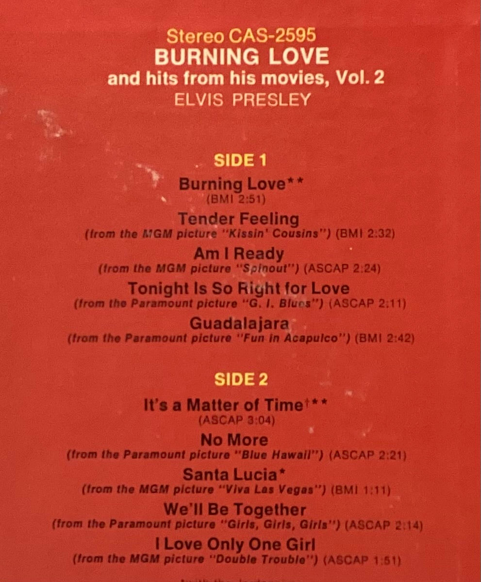 Elvis Presley on LP RCA CAS-2505: Burning Love; V+/V+