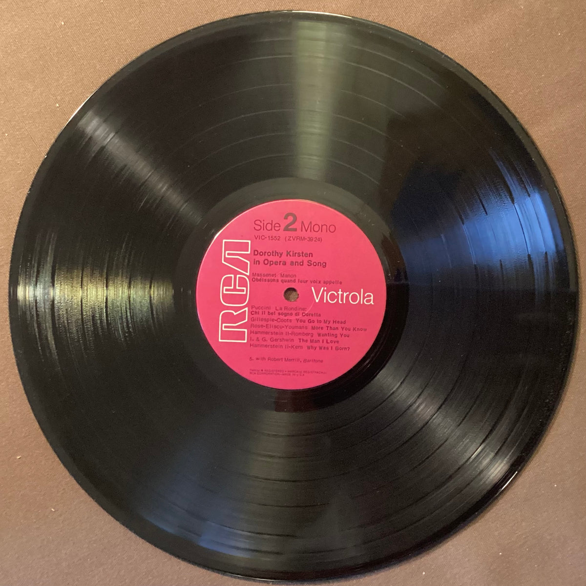 KIRSTEN, Dorothy - LP RCA VIC-1552: Dorothy Kirsten in Opera and Song; V+/E