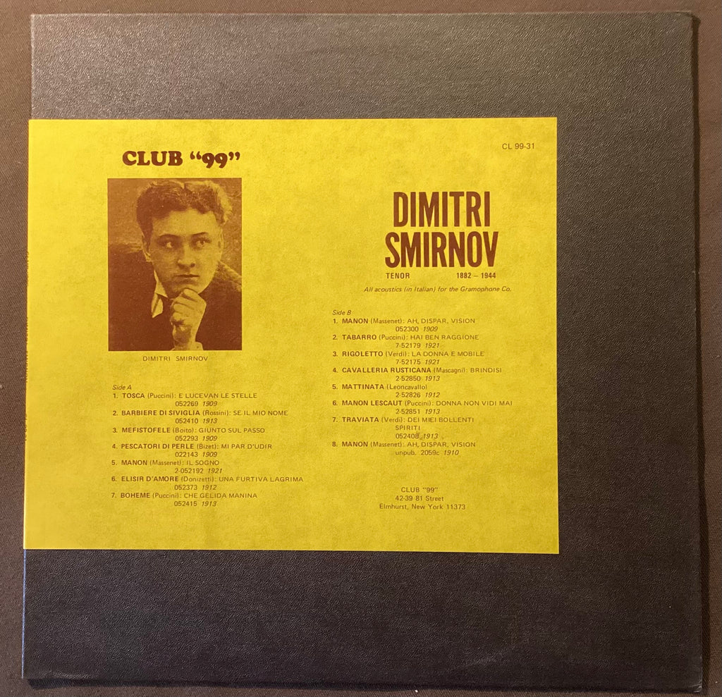 SMIRNOV, Dmitri - LP Club 99 CL 99-31: self-titled; V+/V+