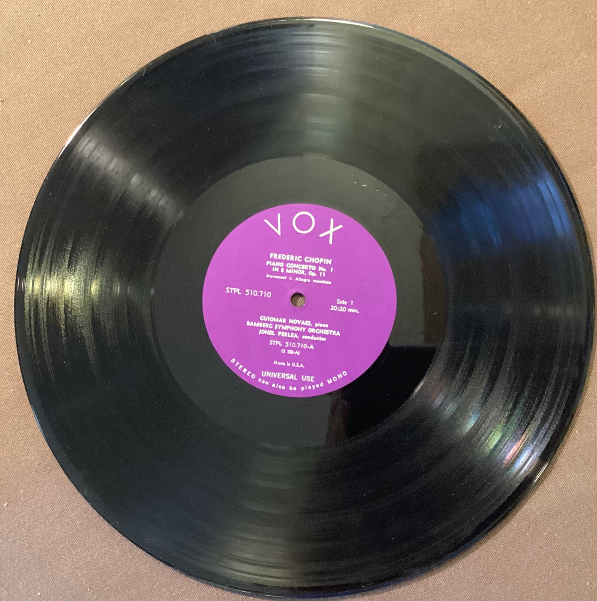 NOVAES, Guiomar - LP Vox STPL 510 710: CHOPIN Concerto No 1 in Em, Op 11; V+/V+