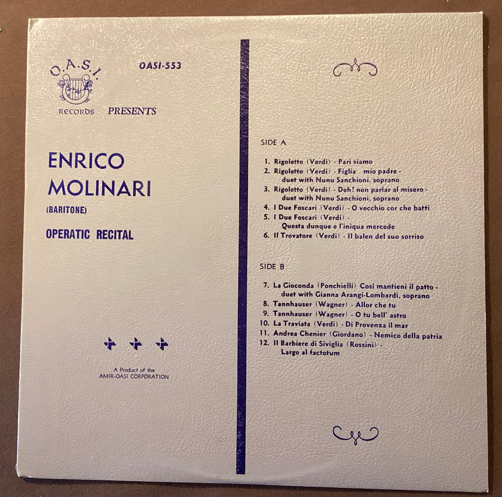 MOLINARI, Enrico - LP OASI-553: self-titled; V+/V+